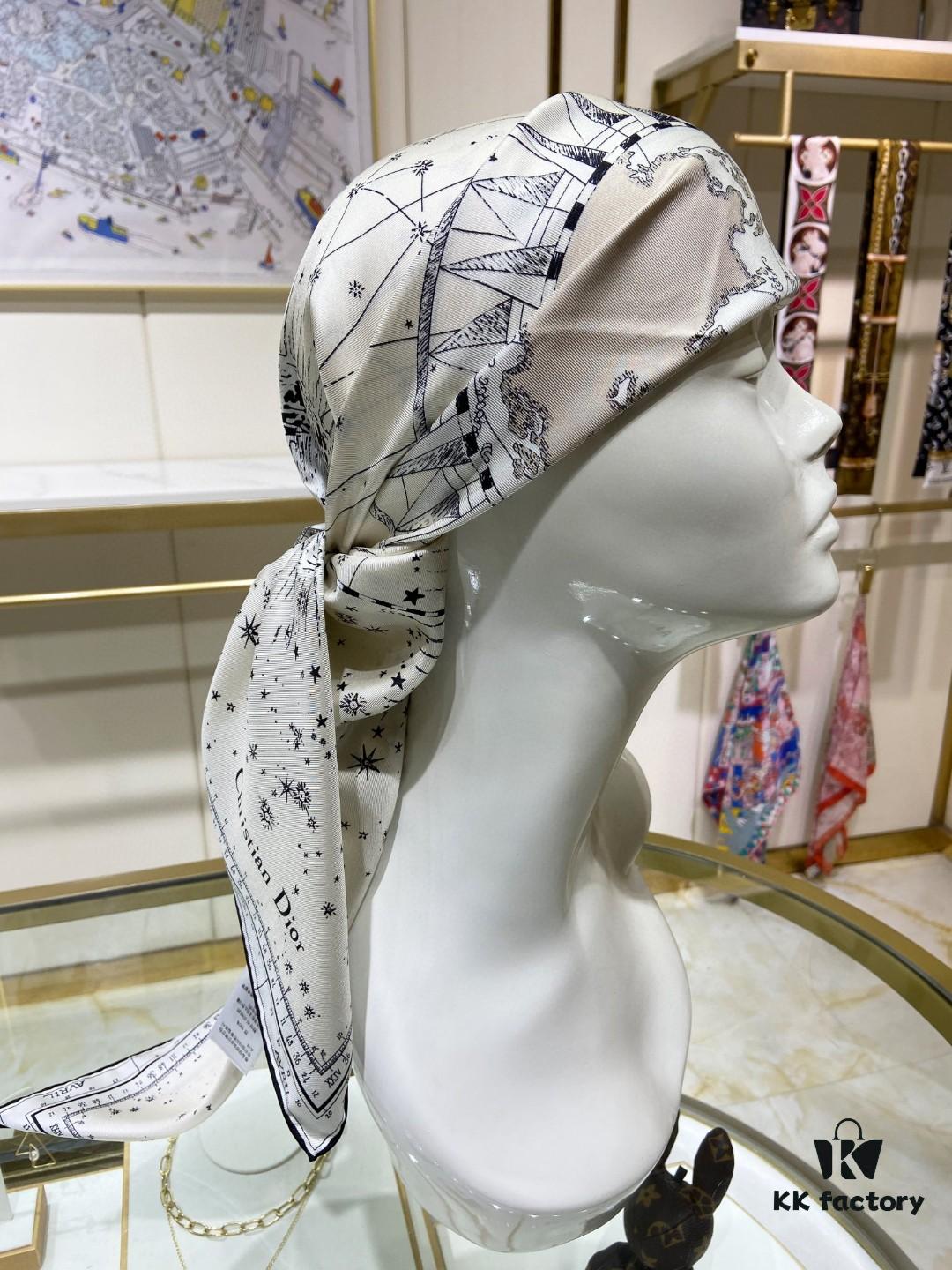 Luxury Custom Dior Double-Sided Solid Color Silk Scarf, 100% Premium 18 Momme Twill Silk, 90cm x 90cm