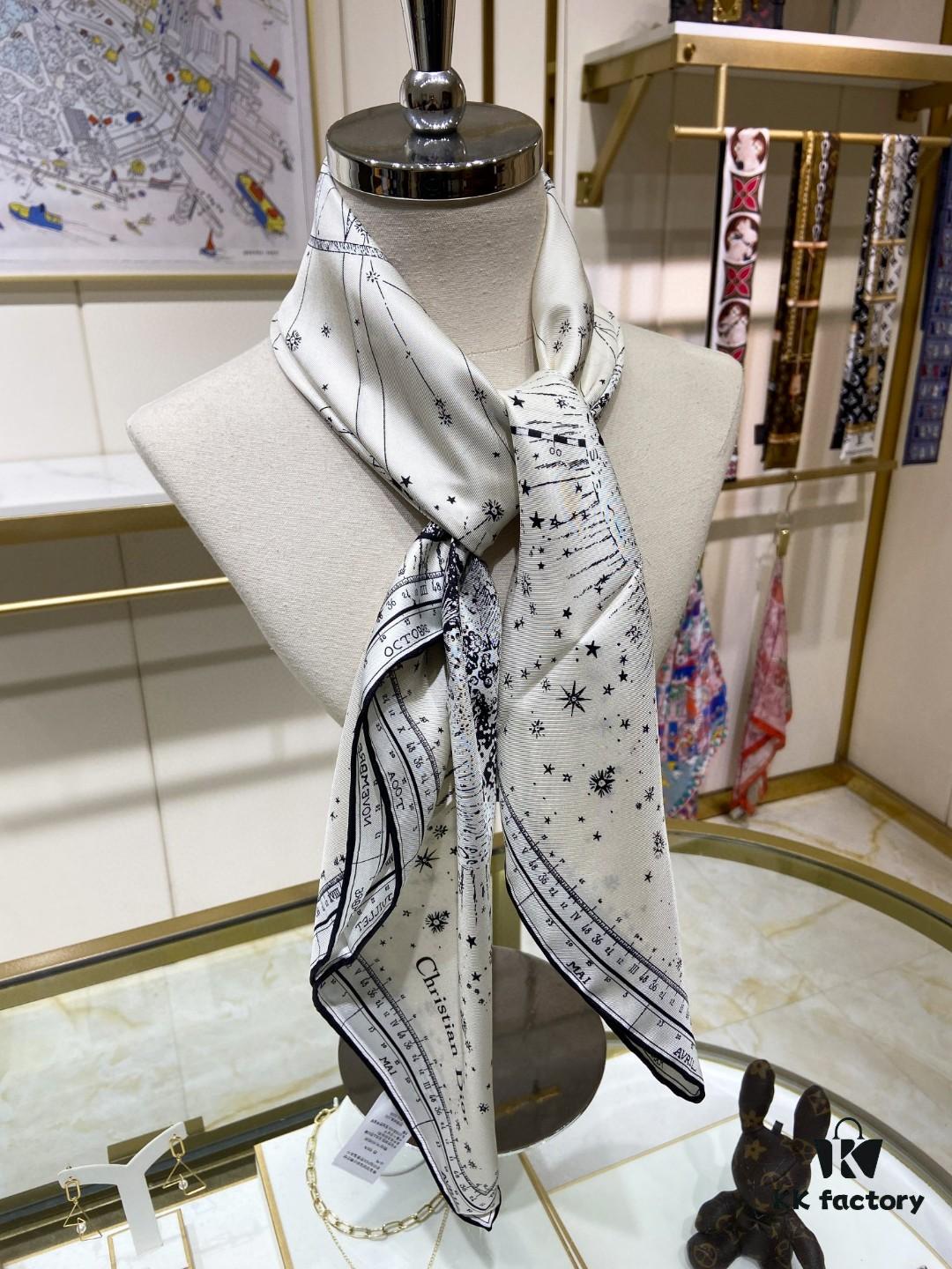 Luxury Custom Dior Double-Sided Solid Color Silk Scarf, 100% Premium 18 Momme Twill Silk, 90cm x 90cm