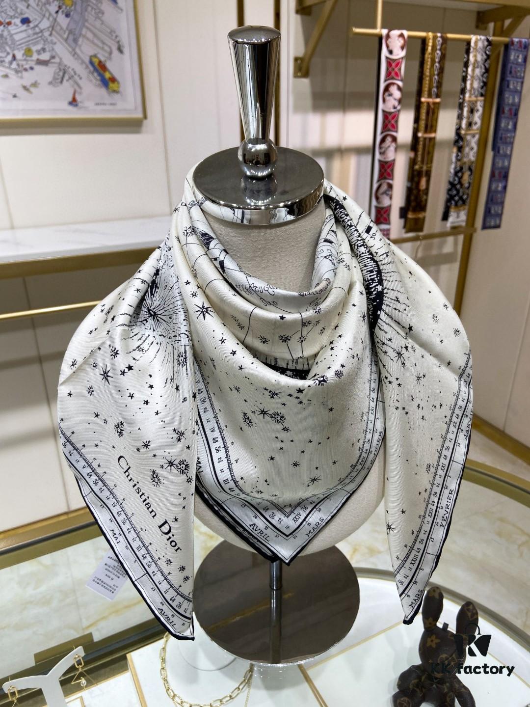 Luxury Custom Dior Double-Sided Solid Color Silk Scarf, 100% Premium 18 Momme Twill Silk, 90cm x 90cm