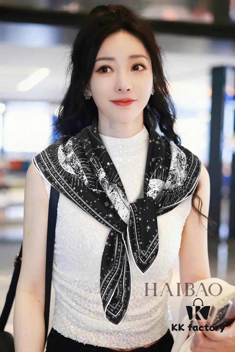 Luxury Custom Dior Double-Sided Solid Color Silk Scarf, 100% Premium 18 Momme Twill Silk, 90cm x 90cm