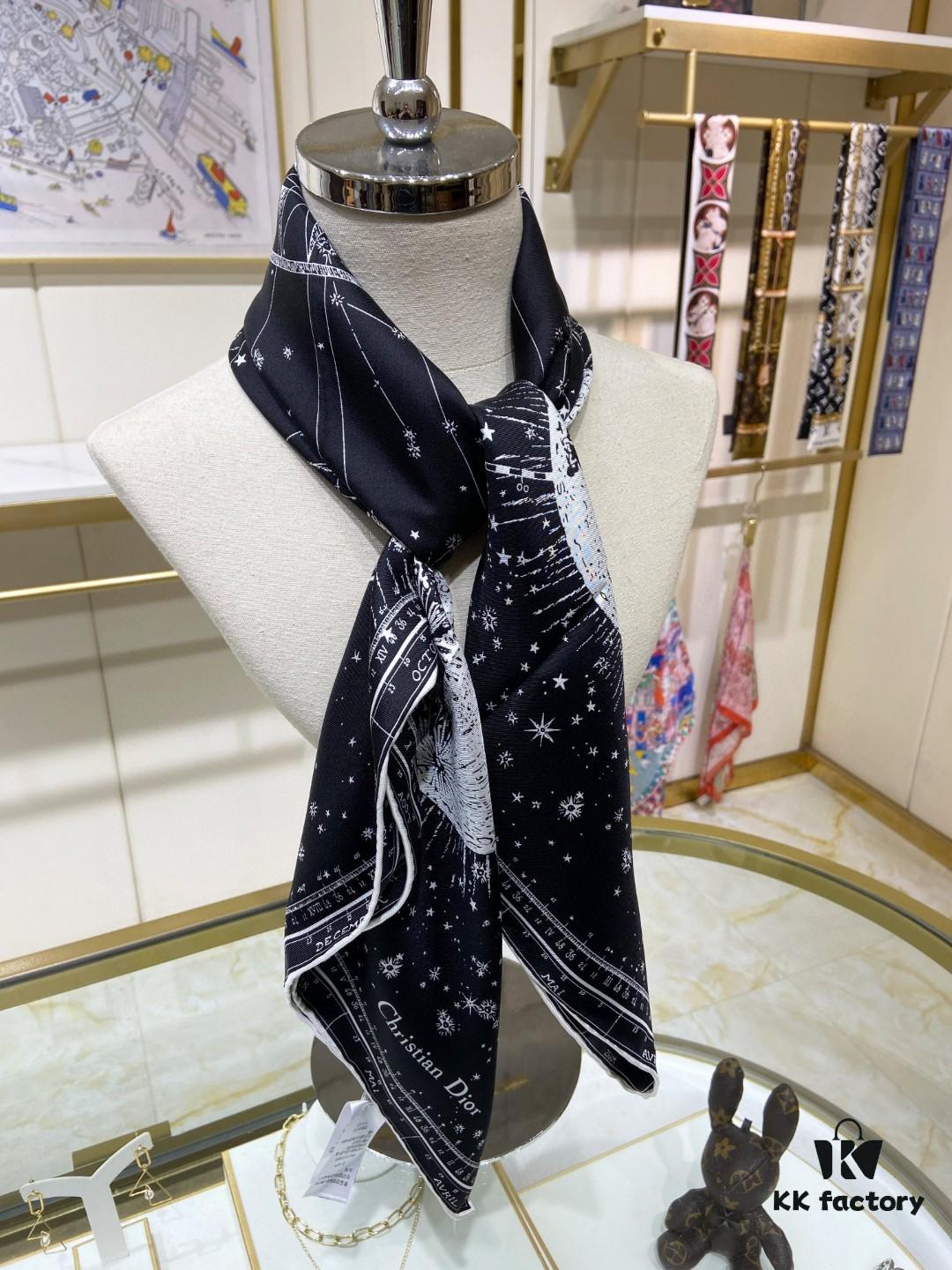 Luxury Custom Dior Double-Sided Solid Color Silk Scarf, 100% Premium 18 Momme Twill Silk, 90cm x 90cm