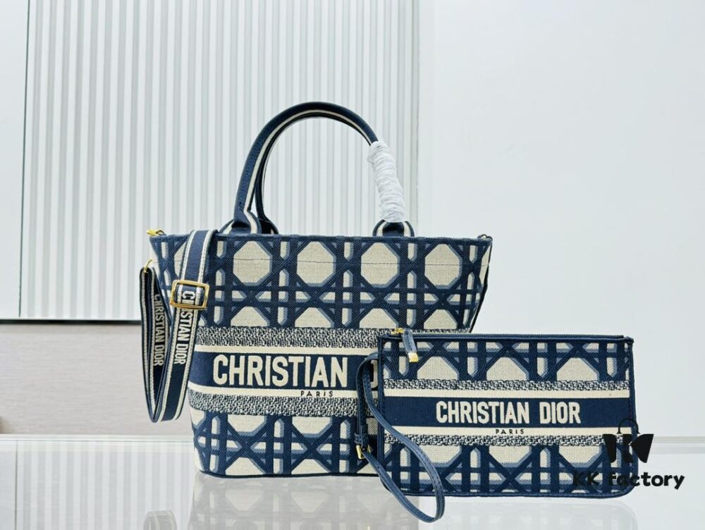 Dior Market Tote Bag with Shoulder Strap and Mini Pouch