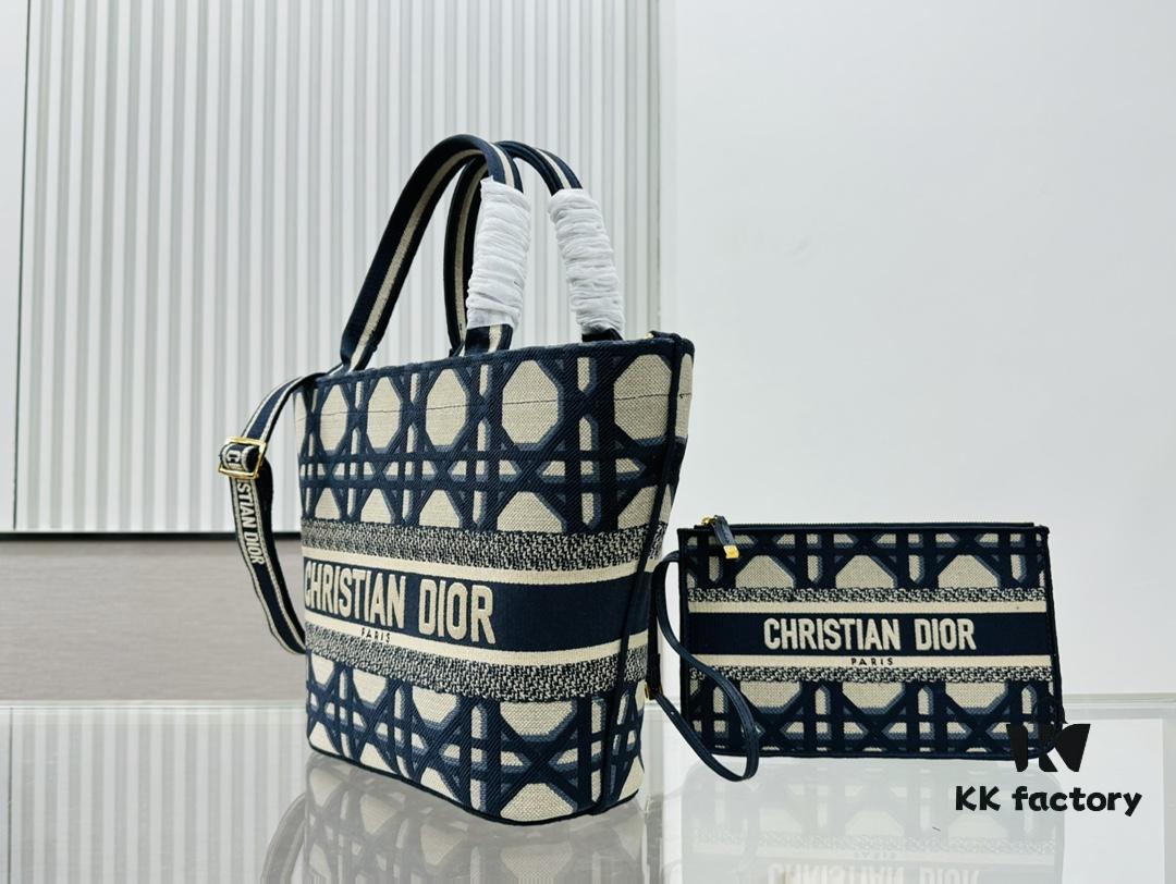 Dior Market Tote Bag with Shoulder Strap and Mini Pouch