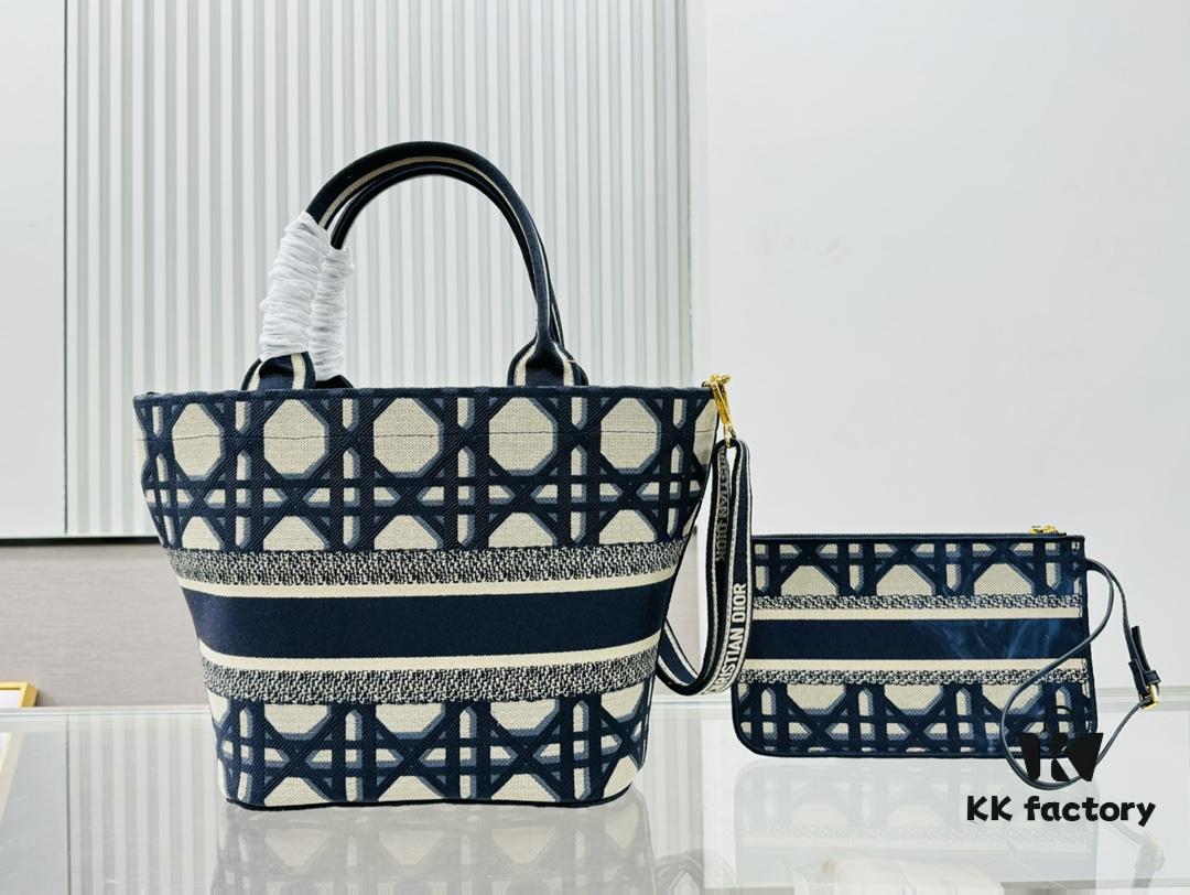 Dior Market Tote Bag with Shoulder Strap and Mini Pouch