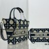 Dior Market Tote Bag with Shoulder Strap and Mini Pouch