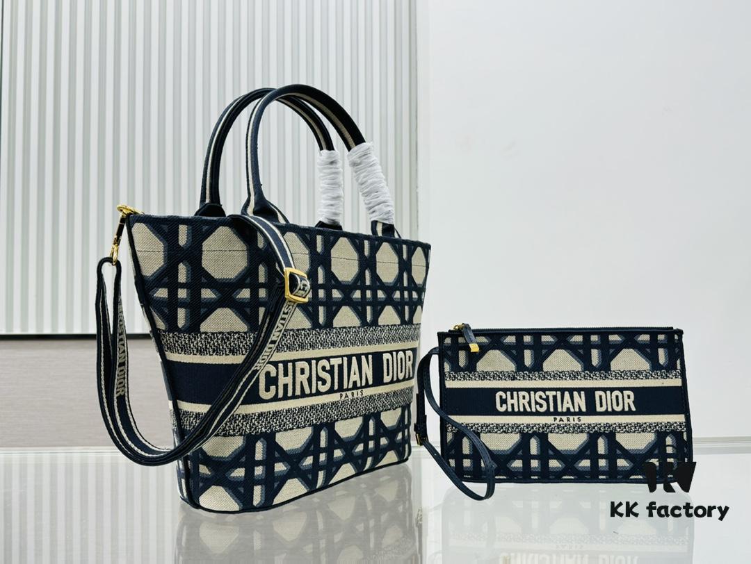 Dior Market Tote Bag with Shoulder Strap and Mini Pouch