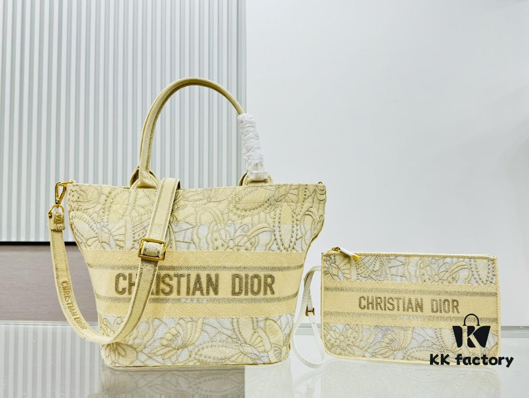 Dior Market Tote Bag with Shoulder Strap and Mini Pouch