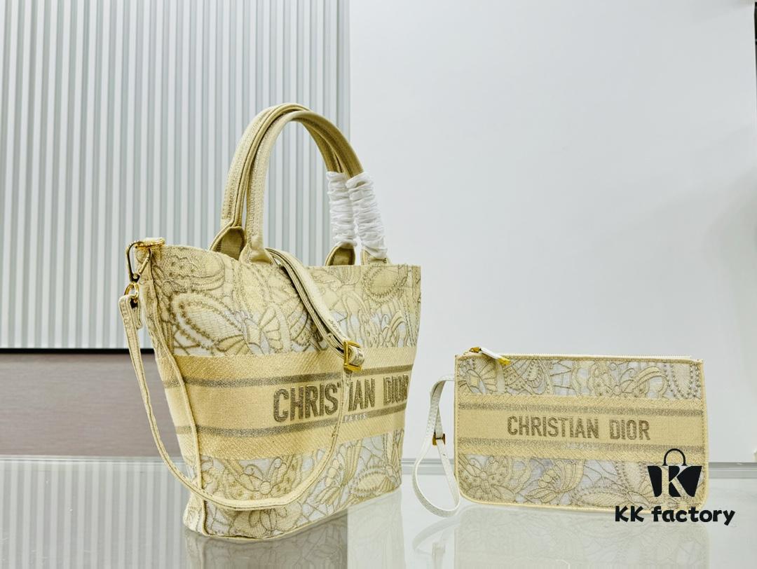 Dior Market Tote Bag with Shoulder Strap and Mini Pouch