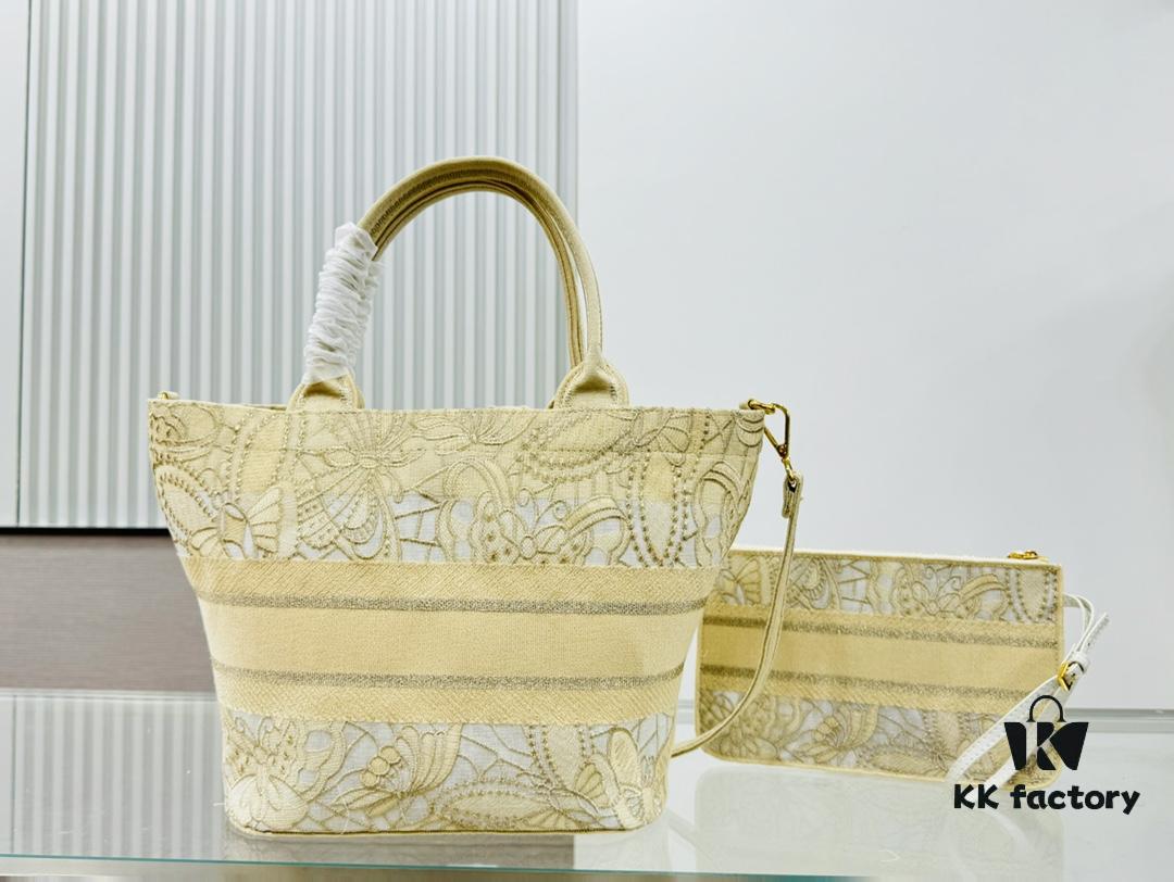 Dior Market Tote Bag with Shoulder Strap and Mini Pouch