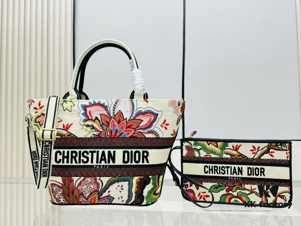 Dior Market Tote with Shoulder Strap and Mini Bag