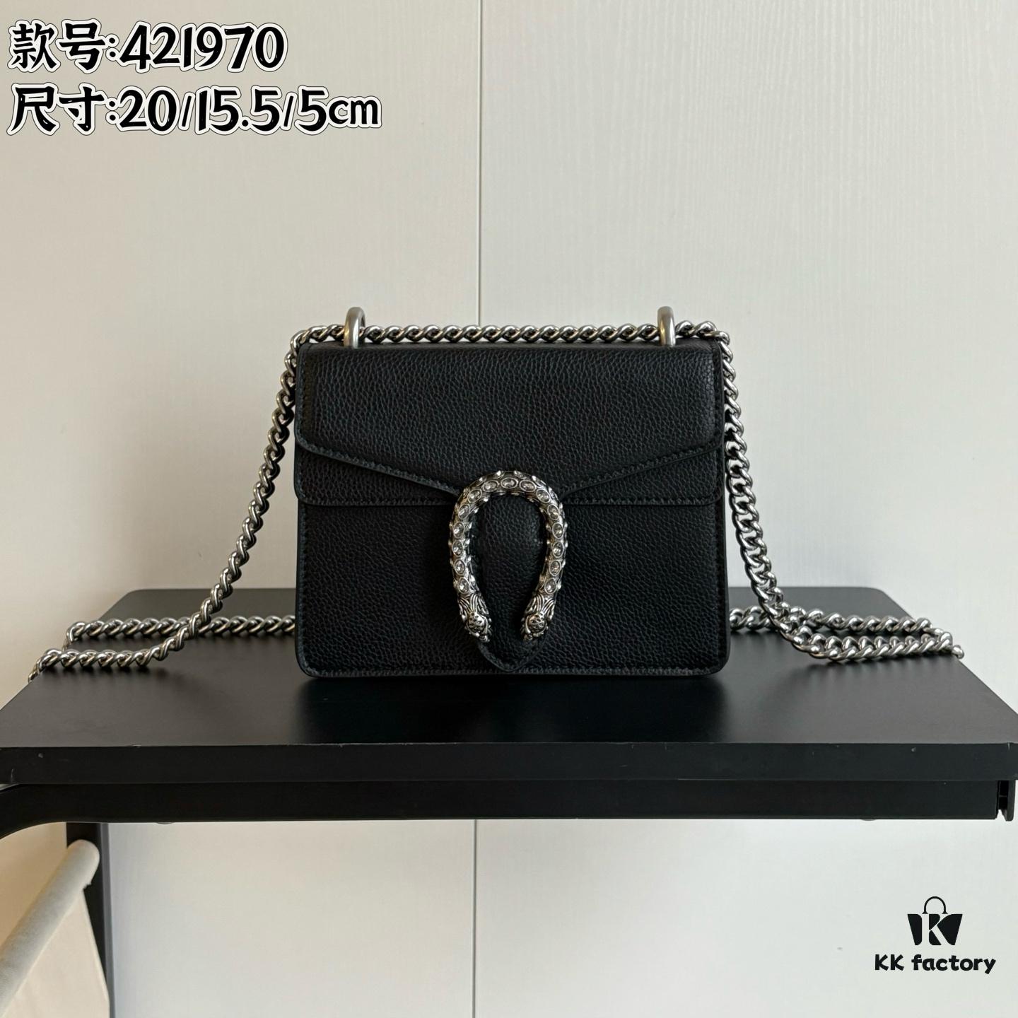 Authentic Shot #421970 Black Leather Dionysus Series Bag