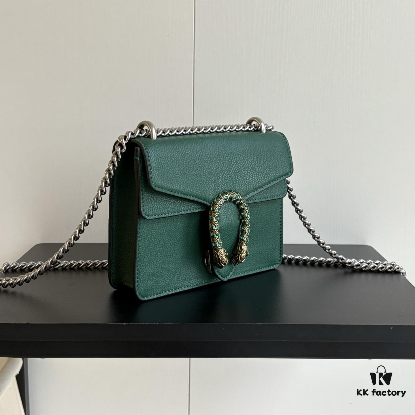 Authentic Shot #421970 Green Leather Dionysus Series Bag