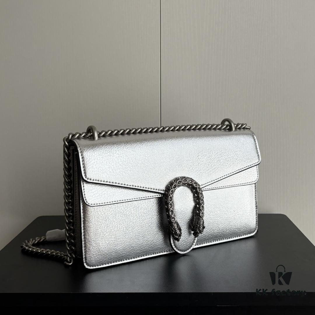 Newly Upgraded Version Real Shot # Model: 400249 Silver Full Leather Size: 28 x 18 x 9cm