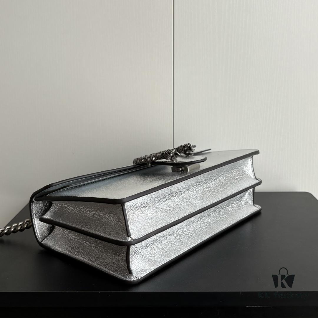 Newly Upgraded Version Real Shot # Model: 400249 Silver Full Leather Size: 28 x 18 x 9cm