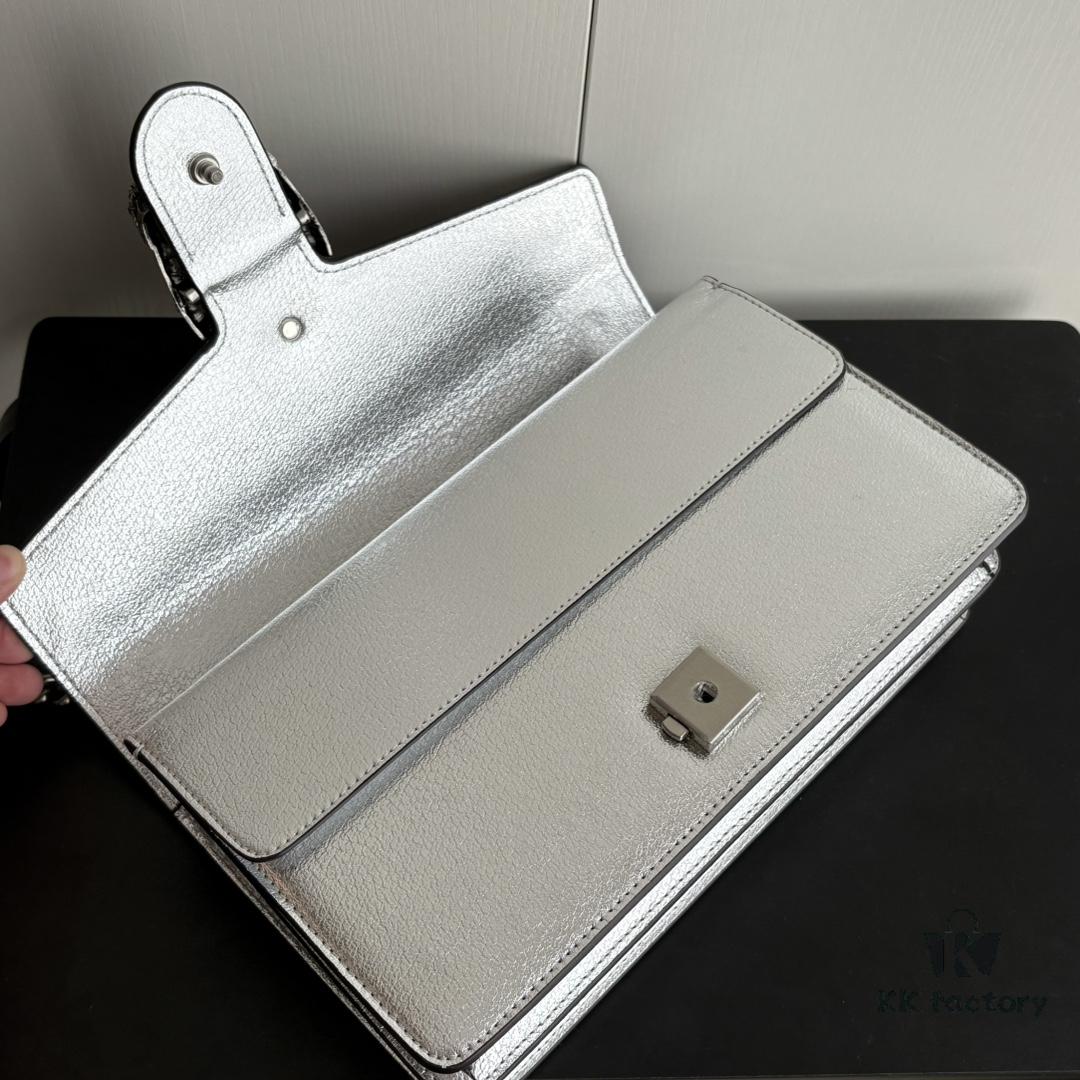 Newly Upgraded Version Real Shot # Model: 400249 Silver Full Leather Size: 28 x 18 x 9cm