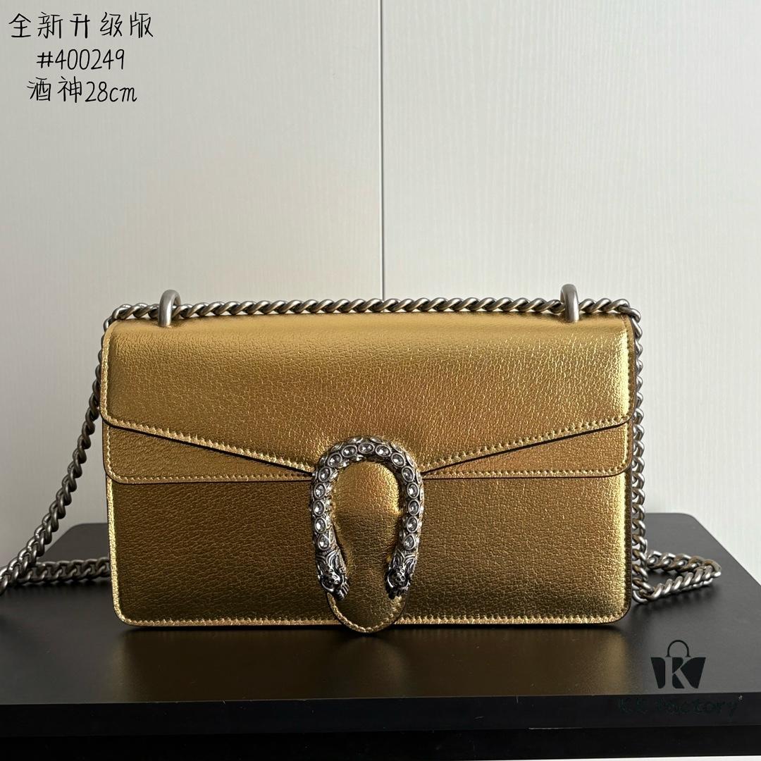 Upgraded Version Real Shot # Gold Full Leather Model 400249 Size 28x18x9cm