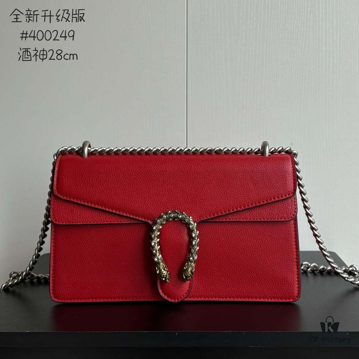 Upgraded Version Real Shot # Model: 400249 Red Full Leather Size: 28✖️18✖️9cm