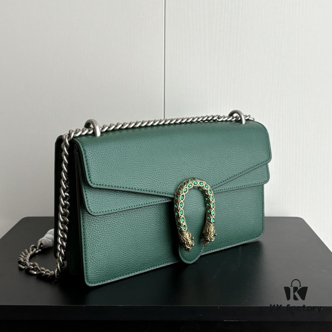 Newly Upgraded Version Real Shot # Green Full Leather Model 400249 Size 28×18×9cm