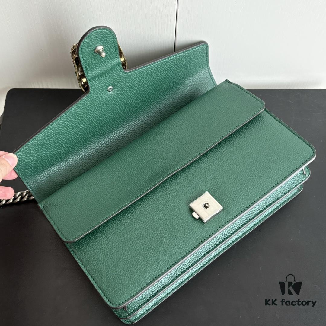 Newly Upgraded Version Real Shot # Green Full Leather Model 400249 Size 28×18×9cm