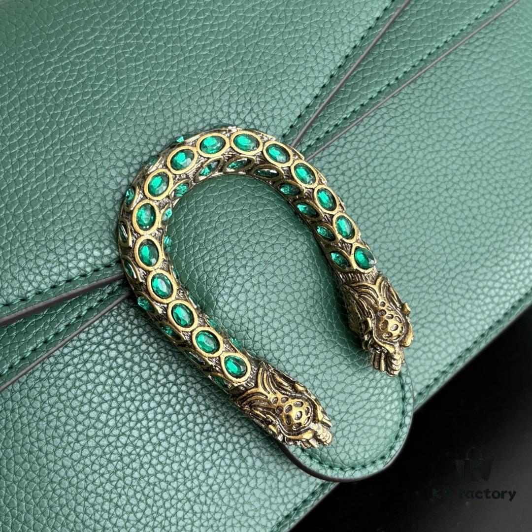 Newly Upgraded Version Real Shot # Green Full Leather Model 400249 Size 28×18×9cm