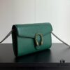 GG Dionysus WOC Chain Mini Handbag / Wallet in Green Full Leather with Horsehead Spur Closure and Flap Design