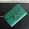 GG Dionysus WOC Chain Mini Handbag / Wallet in Green Full Leather with Horsehead Spur Closure and Flap Design