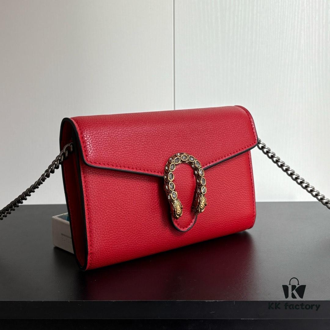 Authentic #With Box - GG Dionysus WOC Chain Mini Handbag / Wallet in Red Full Leather