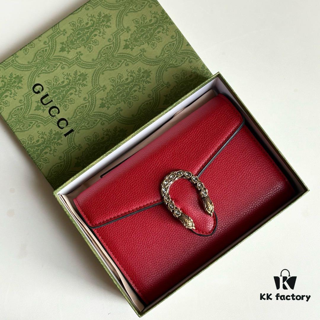 Authentic #With Box - GG Dionysus WOC Chain Mini Handbag / Wallet in Red Full Leather