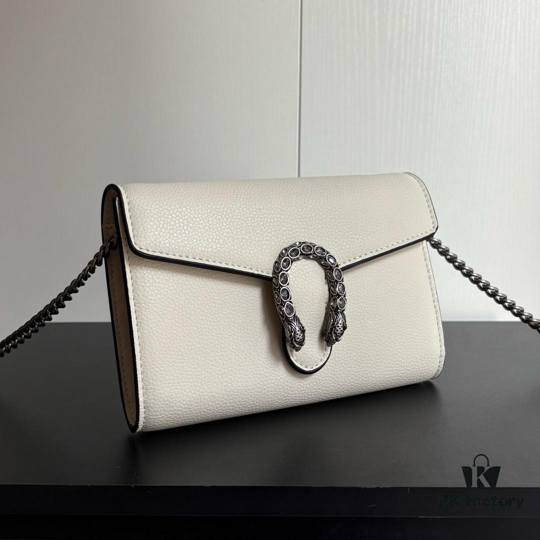 GG Dionysus WOC Chain Mini Handbag / Wallet in White Full Leather - Model No. 401231