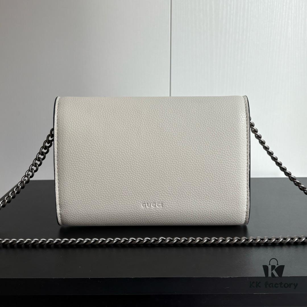 GG Dionysus WOC Chain Mini Handbag / Wallet in White Full Leather - Model No. 401231