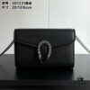 Real-shot #With Box - GG Dionysus WOC Chain Mini Handbag/Wallet in Black Full Leather with Horsehead Spur Closure and Flip Design
