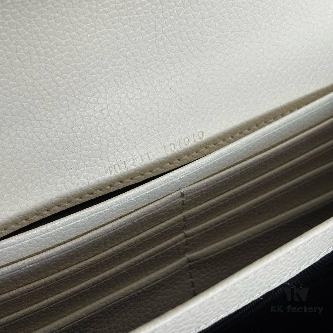 GG Dionysus WOC Chain Mini Handbag / Wallet in White Full Leather - Model No. 401231