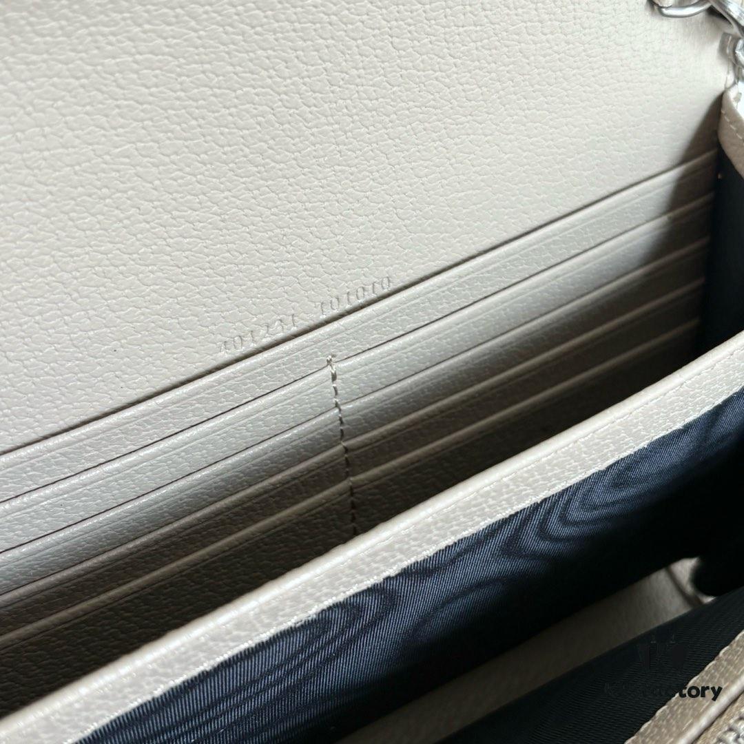 GG Dionysus WOC Chain Mini Handbag / Wallet in Oatmeal with Horsebit Closure and Flip Design