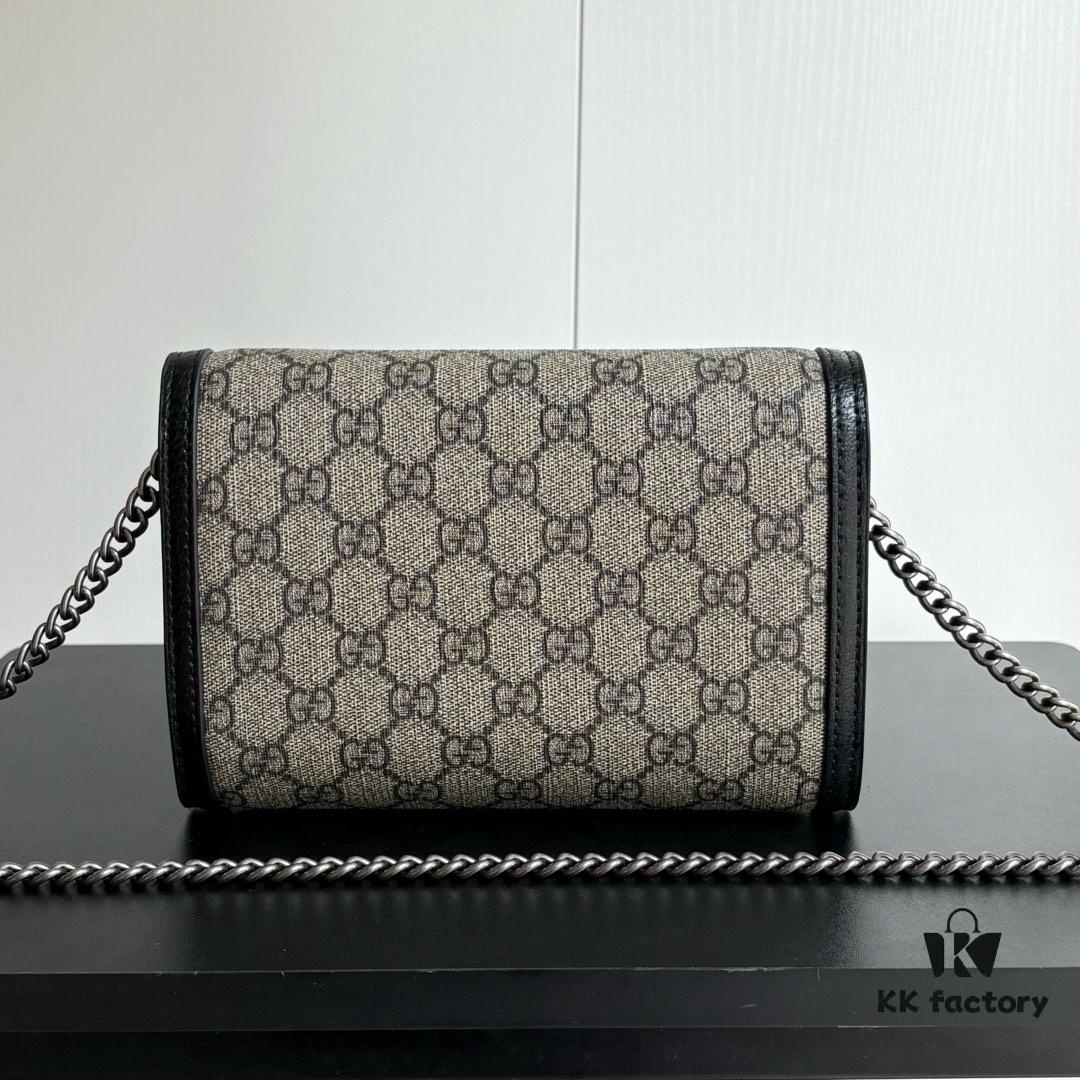 Gucci Dionysus WOC Chain Mini Handbag / Wallet with Tiger Head Spur Closure and Flip Design