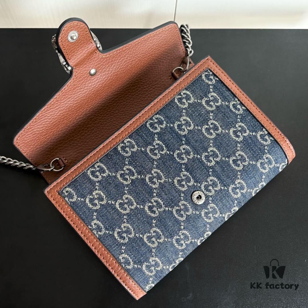 Authentic #With Box - GG Dionysus WOC Chain Mini Handbag/Wallet in Blue Denim, Style No. 401231, Size: 20×13×6cm