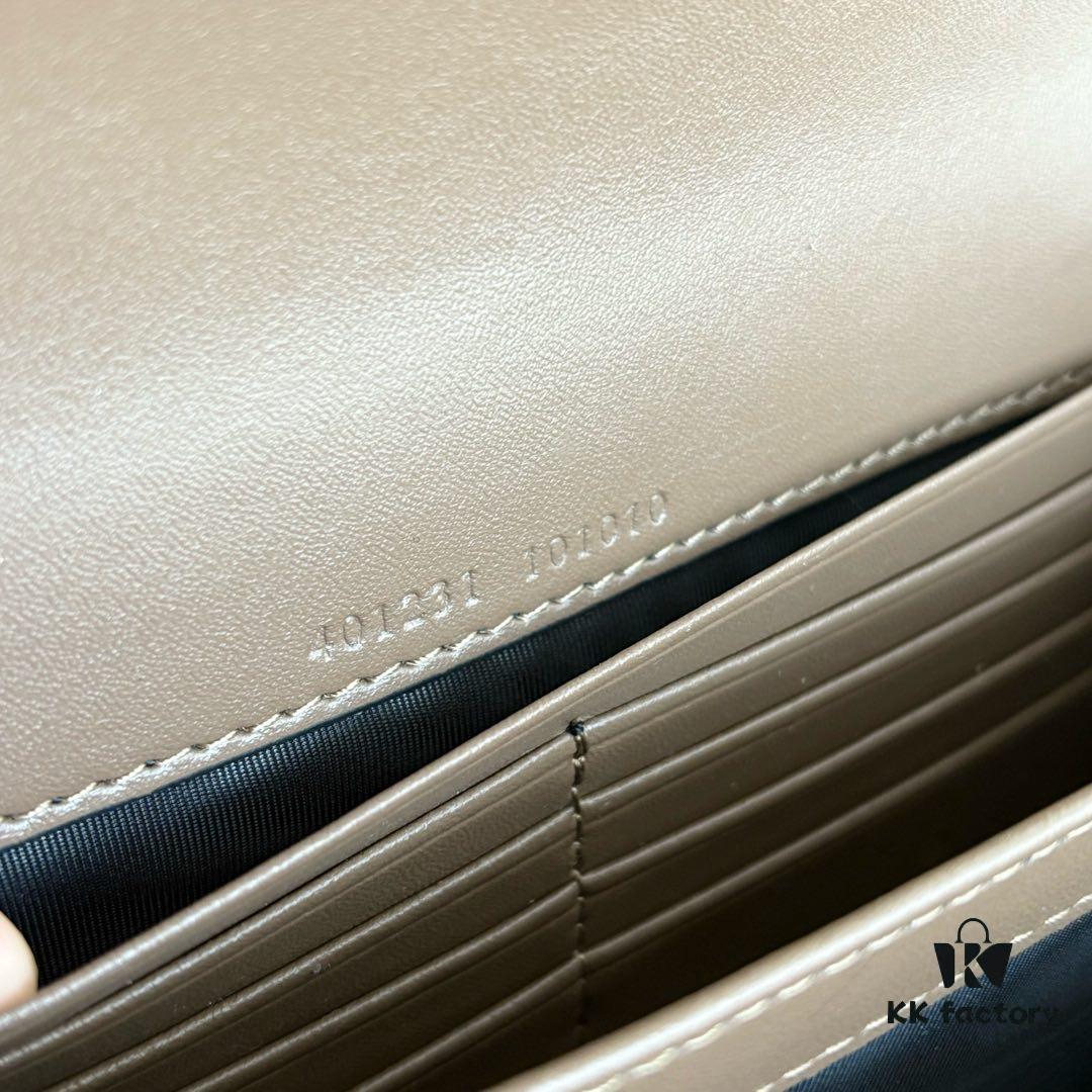 GG Dionysus WOC Chain Mini Handbag / Wallet with Khaki Lining, Horsehead Stirrup Closure and Flip Design