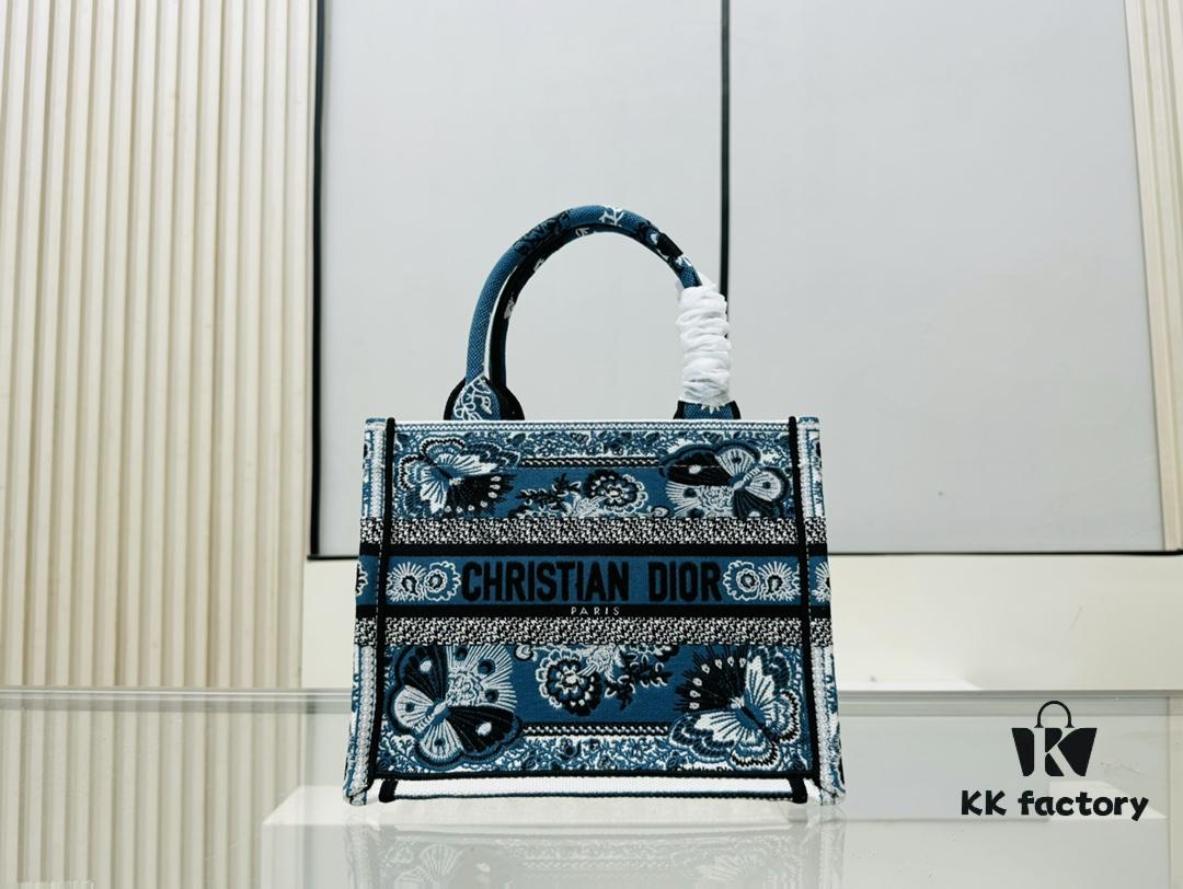 Authentic Thick Fabric Warning  ️ Small Size Blue Butterfly [Book Tote]