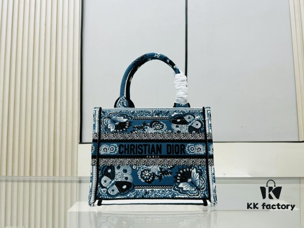 Authentic Thick Fabric Warning  ️ Small Blue Butterfly Book Tote