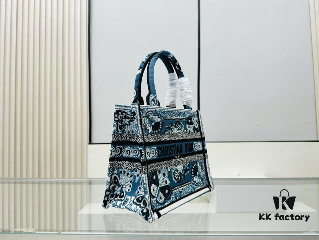 Authentic Thick Fabric Warning  ️ Small Blue Butterfly Book Tote