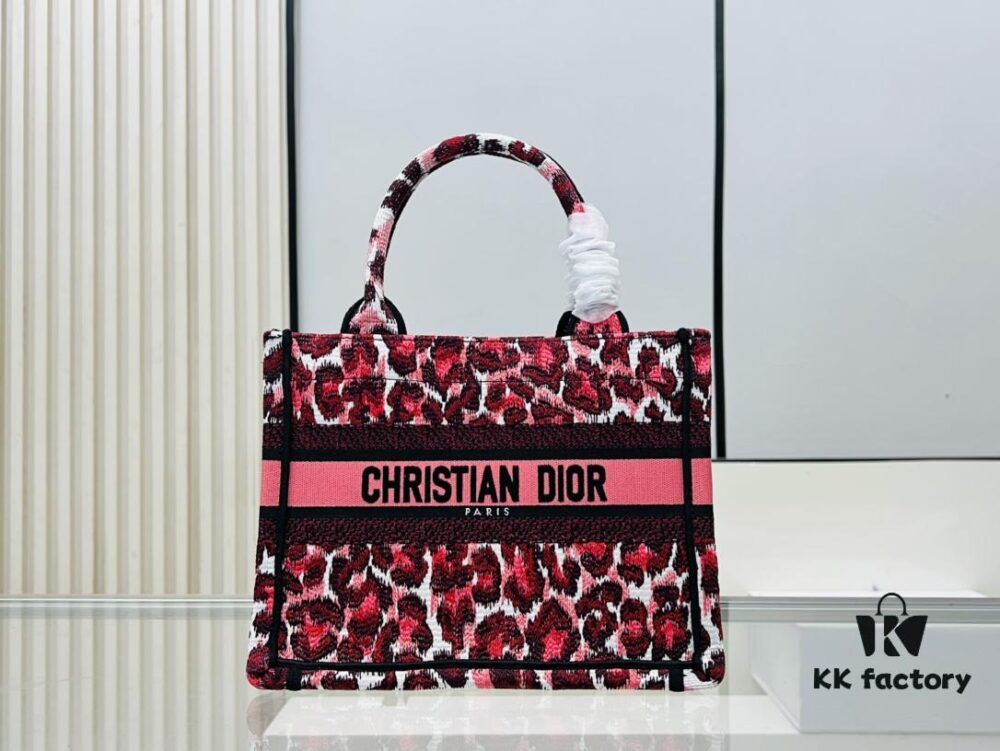 Authentic Thick Fabric  ️ Small Red Leopard Print 'Book Tote'