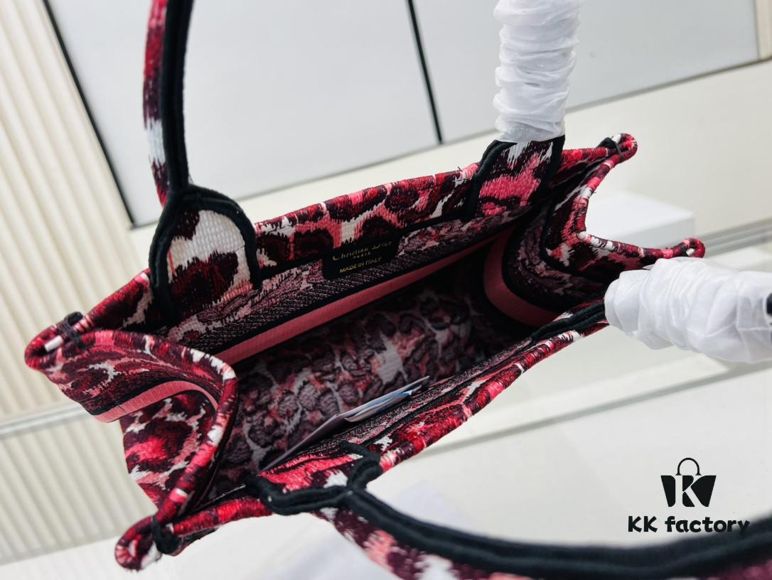 Authentic Thick Fabric Warning  ️ Small Red Leopard Print 'Book Tote'