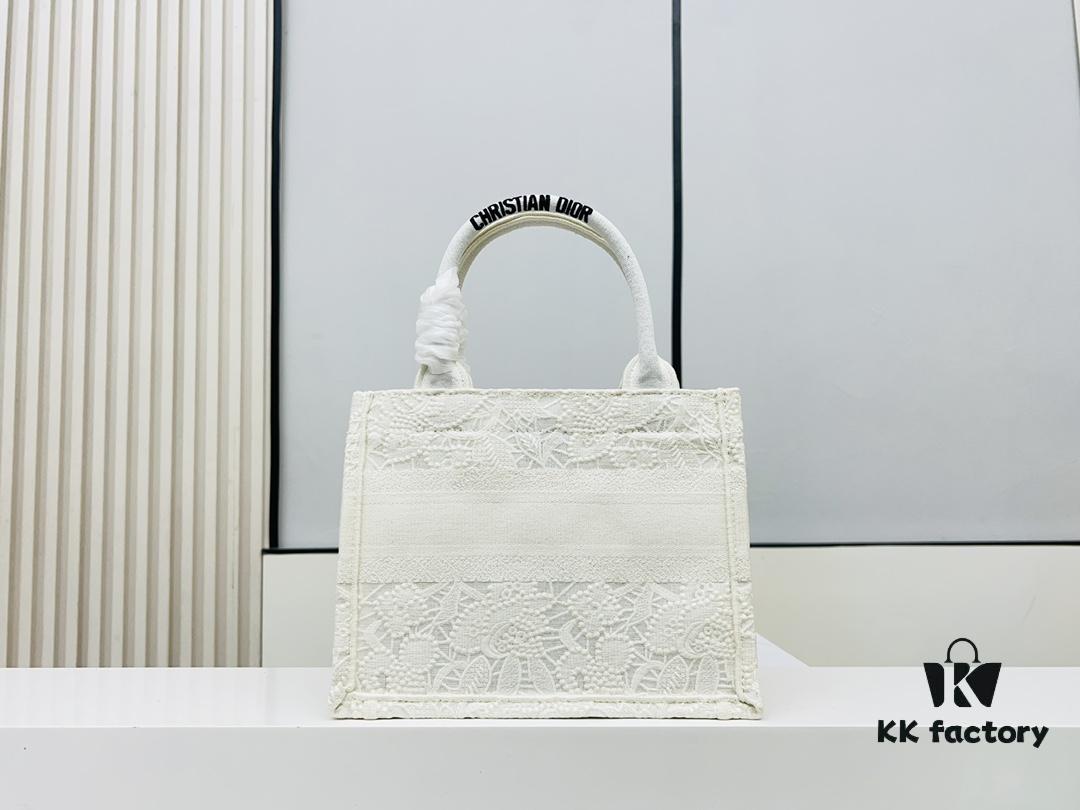 Authentic Thick Fabric  ️ Small White Lace Book Tote