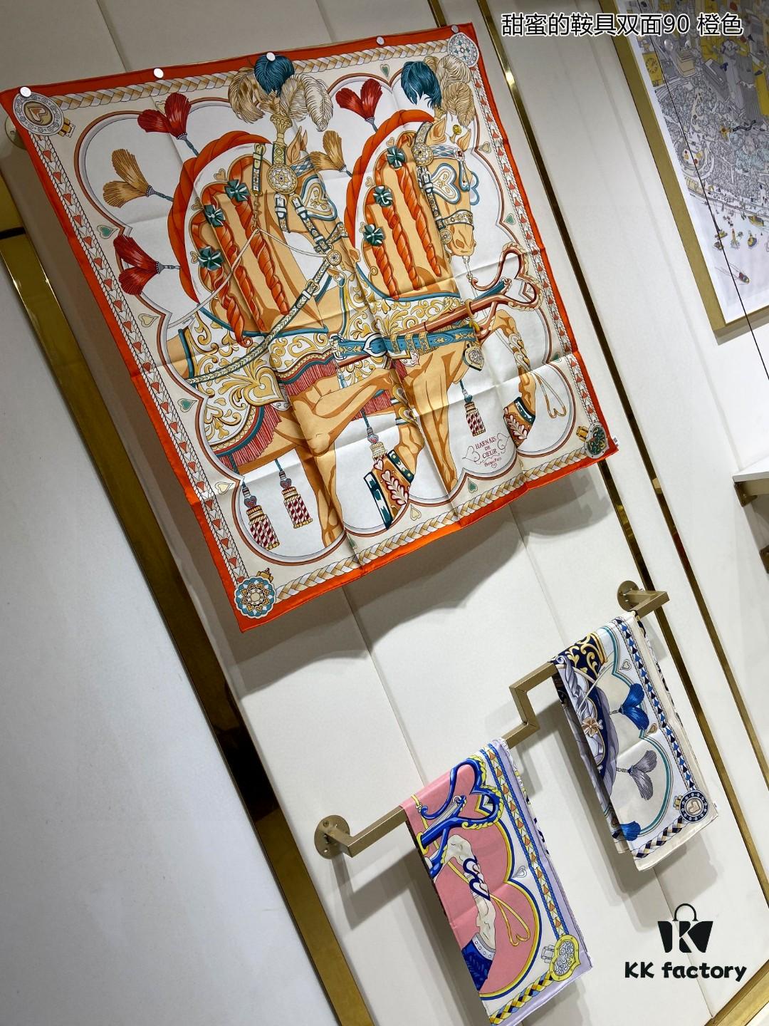 Luxury Custom Sweet Harness Double-Sided 90cm Silk Scarf, 100% Premium 18 Momme Twill Silk, Top Craftsmanship, High-End Fashion Accessory