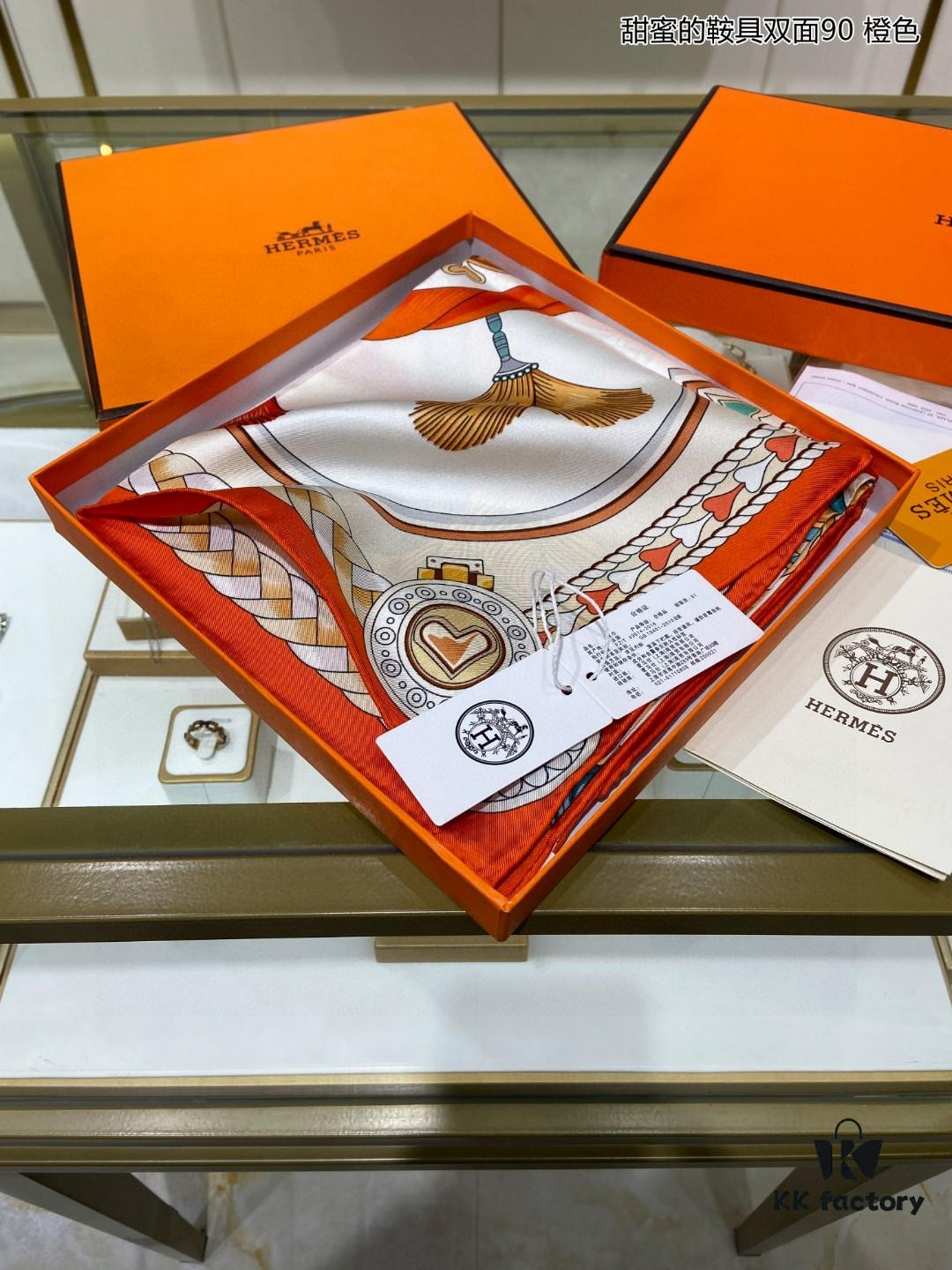 Luxury Custom Sweet Harness Double-Sided 90cm Silk Scarf, 100% Premium 18 Momme Twill Silk, Top Craftsmanship, High-End Fashion Accessory