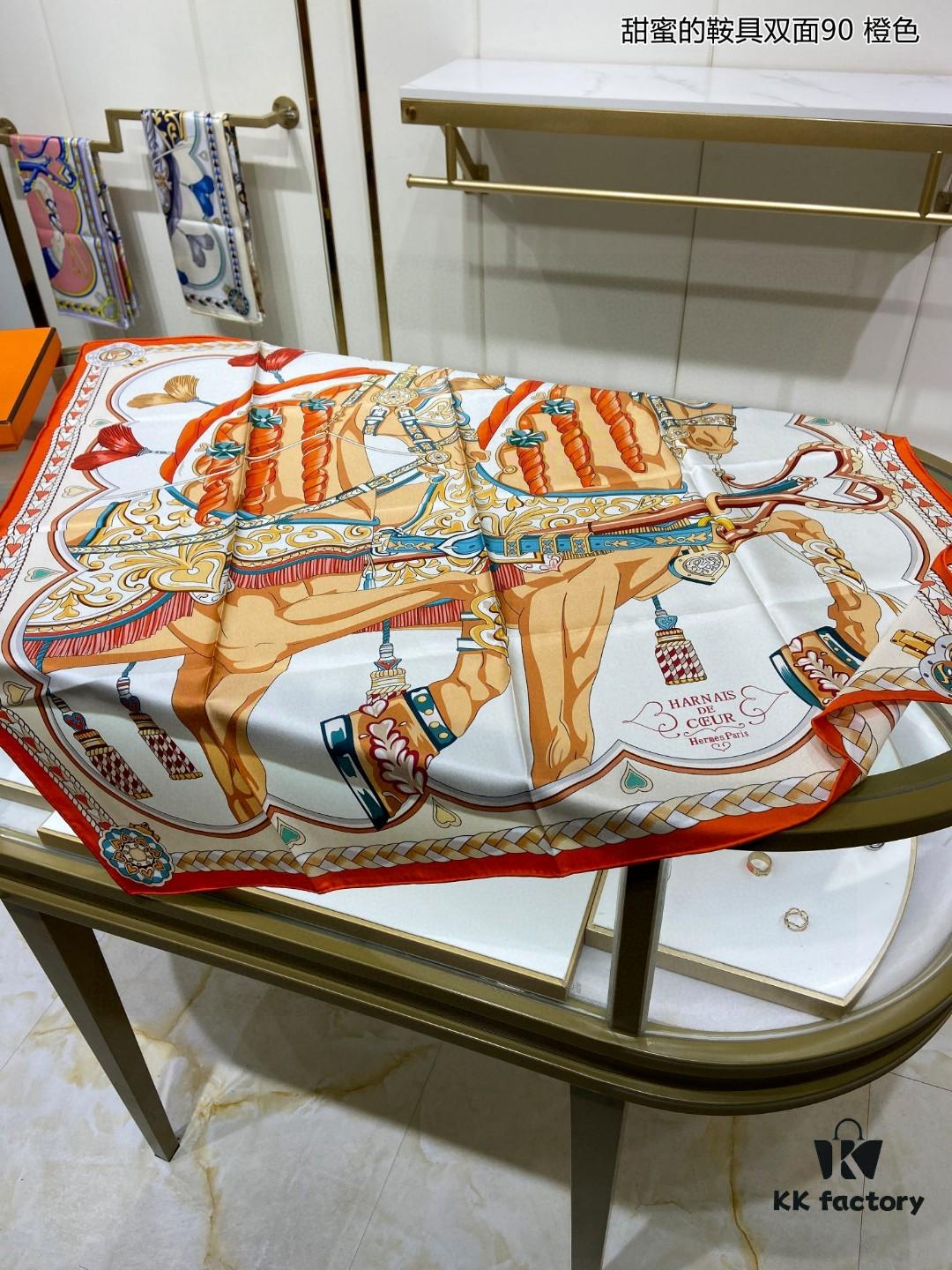 Luxury Custom Sweet Harness Double-Sided 90cm Silk Scarf, 100% Premium 18 Momme Twill Silk, Top Craftsmanship, High-End Fashion Accessory