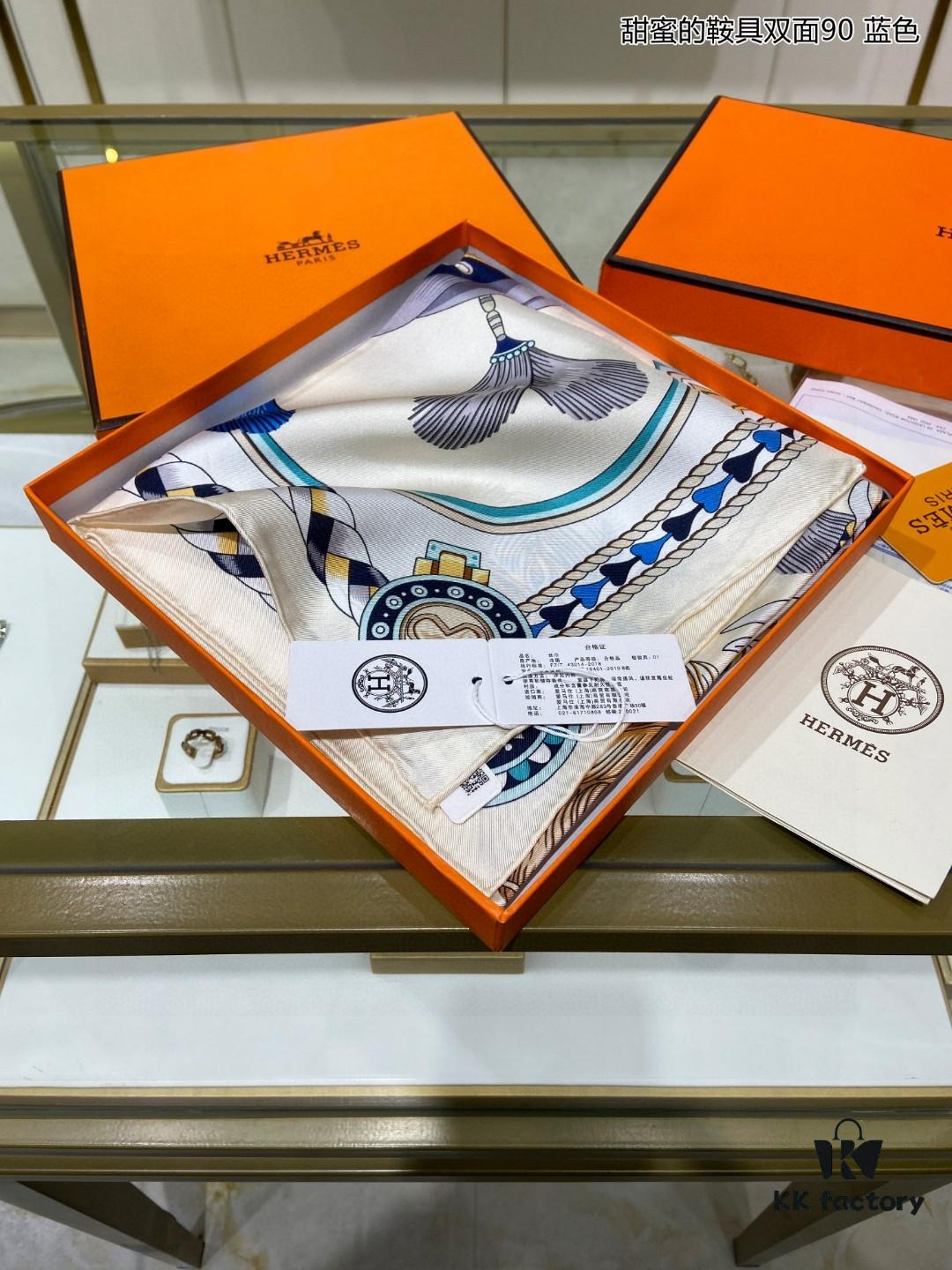 Luxury Custom Sweet Harness Double-Sided 90 Silk Scarf