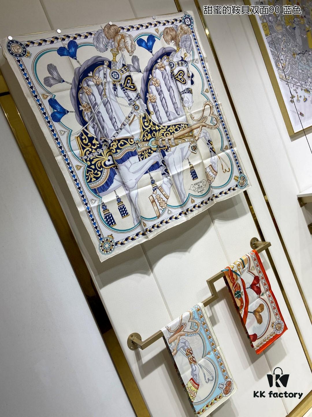 Luxury Custom Sweet Harness Double-Sided 90 Silk Scarf