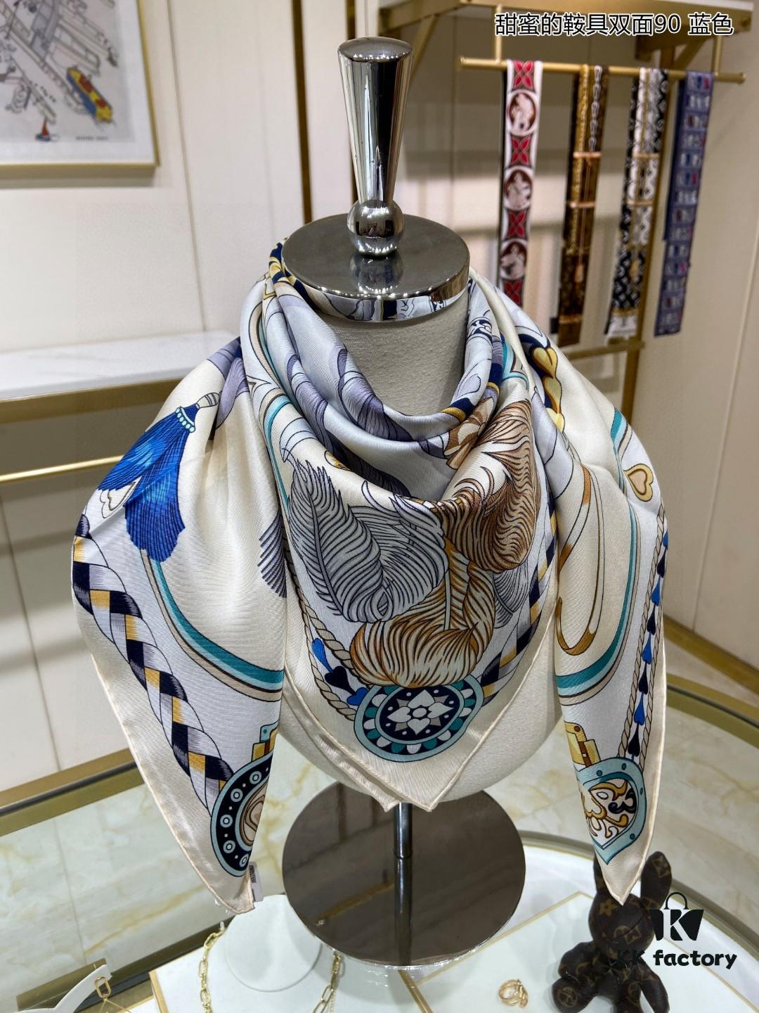 Luxury Custom Sweet Harness Double-Sided 90 Silk Scarf