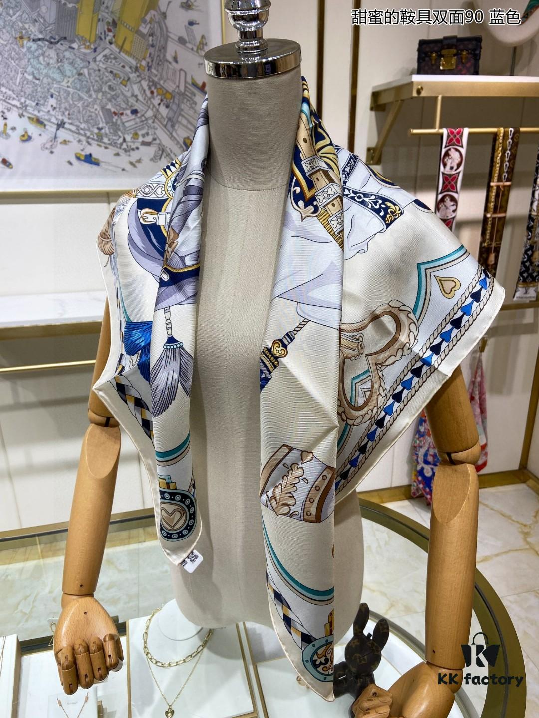 Luxury Custom Sweet Harness Double-Sided 90 Silk Scarf