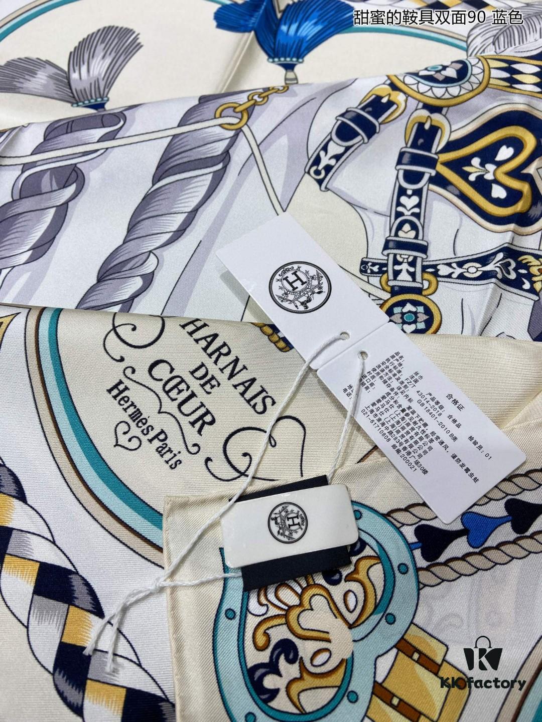 Luxury Custom Sweet Harness Double-Sided 90 Silk Scarf